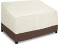 Easy-Going Waterproof Outdoor Loveseat, Heavy Duty Deep 2-Seater Patio Couch, Windproof Furniture with Air Vent (76Wx32.5Dx33H in, Beige/Dark Brown)