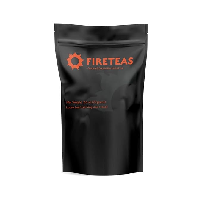 FIRE TEAS Cascara Sagrada & Cocoa Herbal Tea - Organic Cascara Sagrada Bark, Cocoa Nibs, Cinnamon, Ginger - Laxative, Cooling -
