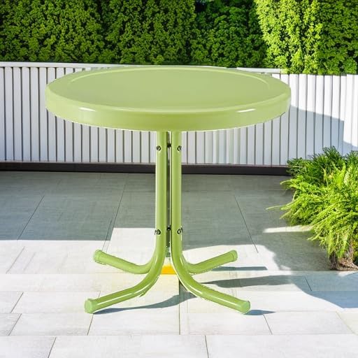 Crosley Furniture Griffith Weather Resistant Retro Metal Outdoor Side Table for Patio, Deck, Porch, Key Lime
