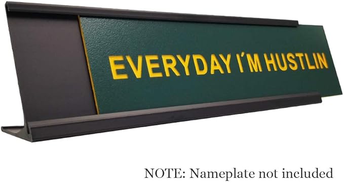 2" x 10" Aluminum Desk Name Plate Holder, Office Business Desk Sign Holder Desktop-5 Pack (Black)