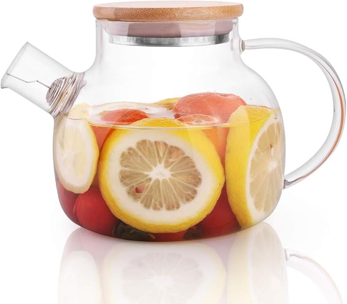 CnGlass Glass Teapot Stovetop Safe,20.3 oz Clear Tea pot with Removable Filter Spout,Loose Leaf and Blooming Tea Maker