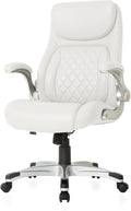 Nouhaus +Posture Ergonomic PU Leather Office Chair. Click5 Lumbar Support with FlipAdjust Armrests. Modern Executive Chair and Computer Desk Chair (White)