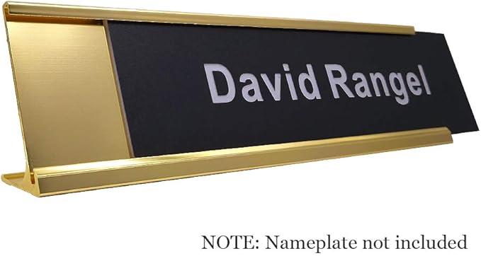 2" x 10" Aluminum Desk Name Plate Holder, Office Business Desk Sign Holder Desktop-5 Pack (Yellow Gold)