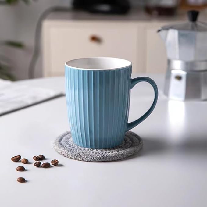 11 Ounce Porcelain Mugs, Set of 6, Tea and Cocoa Mug Set, Sea blue