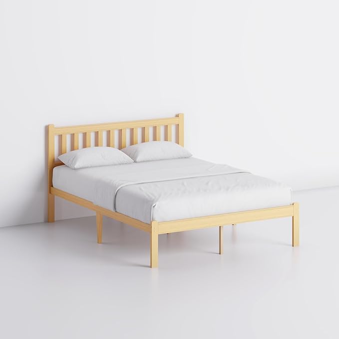 Askeld Wood Full Bed Frame with Headboard, 14 Inch High Solid Bamboo Platform Bed No Box Spring Needed, Mid-Century Heavy Duty Bedframe, Easy Assembly, Noise Free