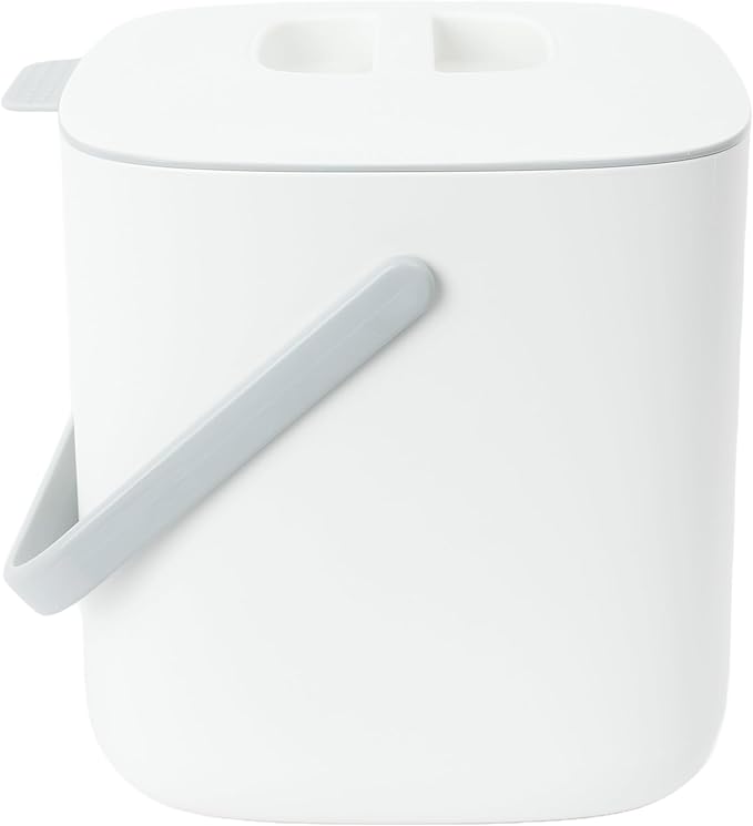 Blue Ginkgo Kitchen Compost Bin [2.6L / 0.69 GAL] – Filter-Free, Odor-Tight Countertop Food Waste Pail with Handle (Made in Korea, White)