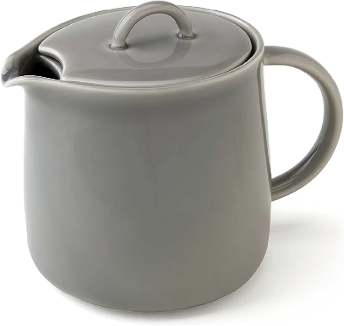Fourlife 620Ikw Ceramic Teapot, 1.9 fl oz (591 ml), 3 Cups, Includes Tea Strainer, Microwave and Dishwasher Safe, Gray, Ink Wash, Danjou Teapot
