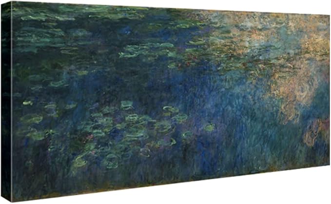 Wieco Art Reflections of Clouds on the Water Lily Pond Giclee Canvas Prints Wall Art of Claude Monet Oil Paintings Large Modern Artwork Pictures Ready to Hang for Bedroom Home Office Decorations L
