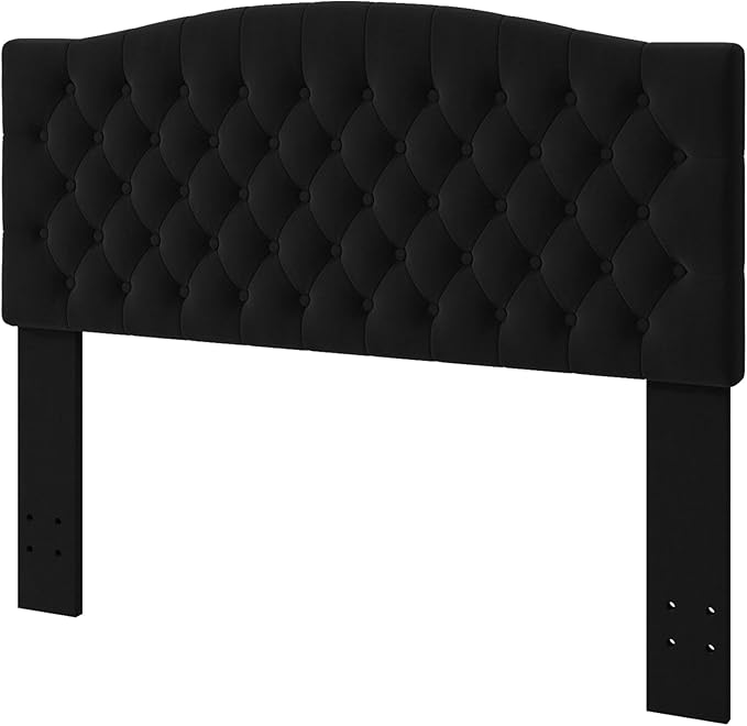 Queen Headboard Only, Upholstered Headboard for Adjustable Bed Linen Tufted Queen/Full Size Wall Mounted Head Board with Solid Wood Legs Head Board, Black