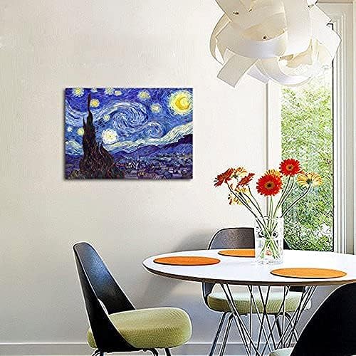 Wieco Art Starry Night Abstract Canvas Prints Wall Art of Van Gogh Famous Artwork Modern Gallery Wrapped Classic Sky Star Pictures Artwork for Living Room Home Office Decorations