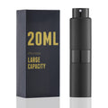 owlyee Cologne Travel Bottle 20ml - Large Size Perfume Atomizer Refillable for Men - Pocket Empty Fragrance Sprayer for Refill - 0.67oz Portable Twist Spray Sample Container for Purse Black