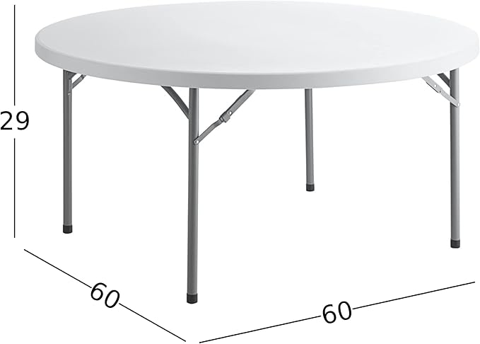 10 Pack 60" Round Granite White Plastic Folding Table - Heavy Duty Banquet, Party, Wedding Table - 5-Foot