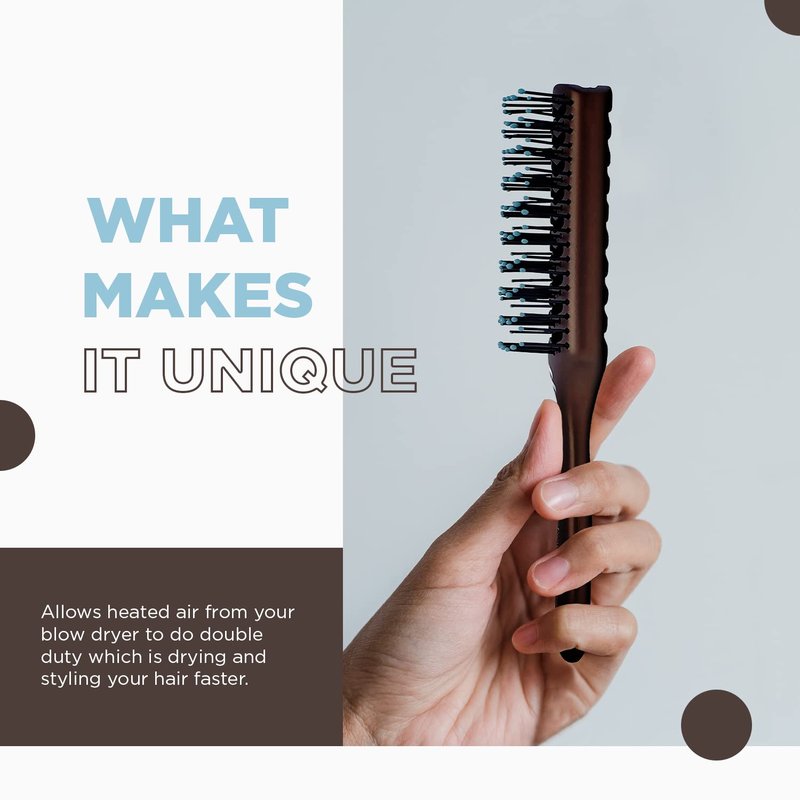 Spornette Ion Fusion Vent Brush, Tipped Nylon Bristles - For Blowouts, Blow Drying, Styling, Volumizing & Detangling Medium to Long Hair - All Hair Types For Men, Women and Children