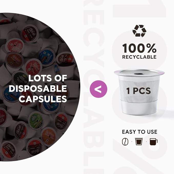 Reusable K Cups Coffee Filter, 2 Pack Stainless Steel K Cup Reusable Coffee Pods Filters with 15 O-Rings for K eurig 1.0 & 2.0 Coffee Makers Metal K-cup Refillable