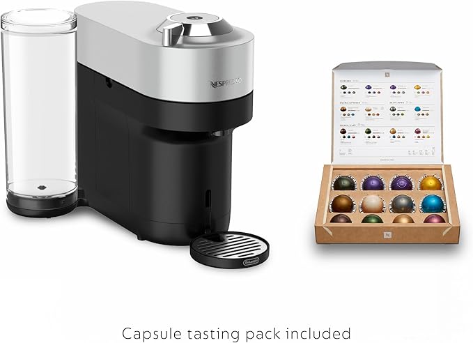 Nespresso Vertuo Pop+ Deluxe Coffee and Espresso Machine by De'Longhi, 120 Volts, Silver