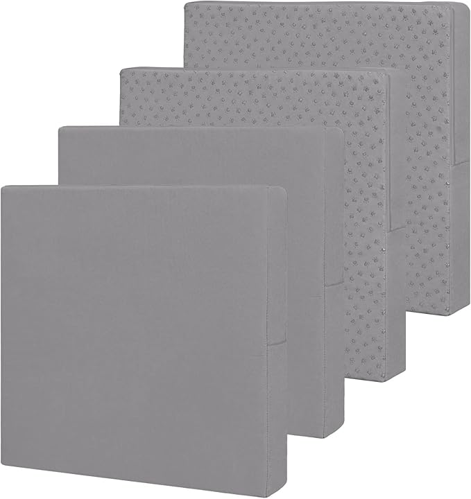Easy-Going Waterproof Patio Cushion Covers 24x24x4 inch 4 Pack Replacement Non-Slip Outdoor Seat Cushion Slipcover with Zipper. Gray