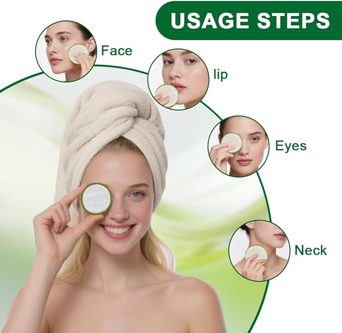 20 Pack Reusable Makeup Remover Pads with Laundry Bag, Environmentally Friendly and Suitable for All Skin Types, Washable Bamboo Cotton Rounds White
