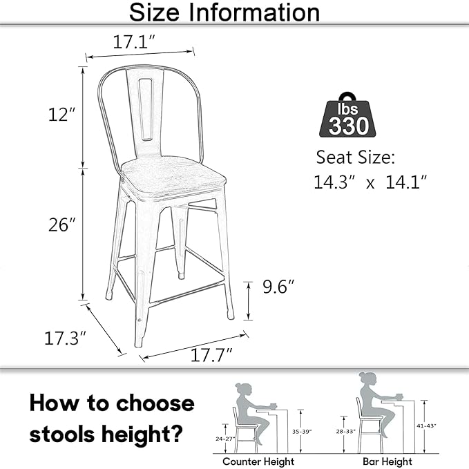Aklaus Swivel Metal Bar Stools with Backs Counter Stools Set of 4 Counter Height Stools High Back Bar Chairs 26 Inches Barstools Farmhouse Silver
