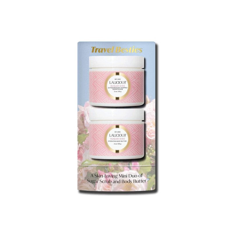 LALICIOUS Sugar Kiss® Travel Besties Set - 2-Piece Gift Set Included Travel Size Whipped Sugar Scrub & Hydrating Body Butter | Moisturize, Hydrat & Nourish Skin
