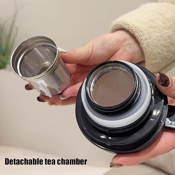 1000ml Smart Temperature Control Vintage Floral Tea Thermos Stainless Steel Insulated Mug with Built-In Filter Double Wall Vacuum Travel Tumbler for Hot Cold Drinks (Flowers and Plants)