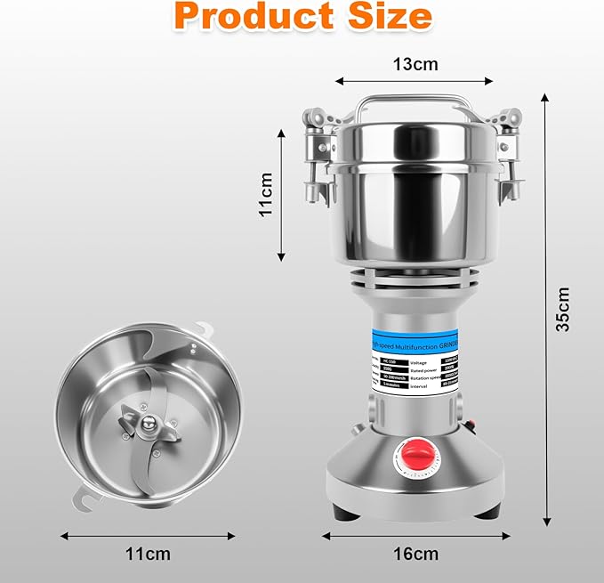 Grain Mill, 550g Flour Mill Grinder for Home, Electric Stainless Steel Grain Grinder for Wheat, Herbs, Nuts, Grains, Corn, Flour, Seasonings