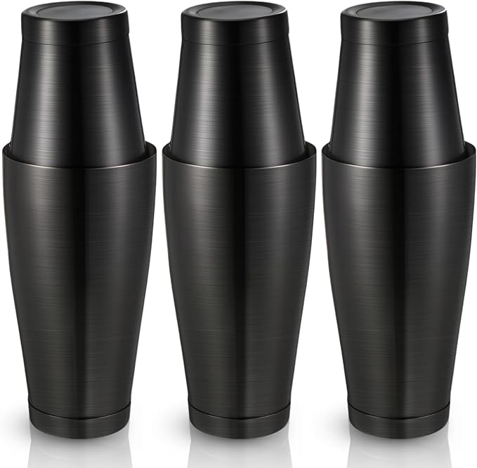 Sabary 6 Pcs Cocktail Shakers Professional Bar Shaker Boston Set Stainless Steel Martini Drink Mixer Basic Tool Weighted Shake Metal Can Cocktail Shaker Set, 18 Oz, 28 oz (Sanding Black)