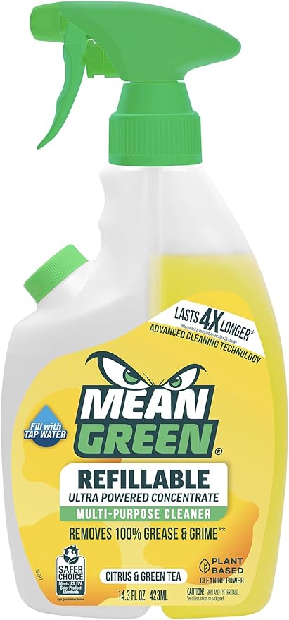 Mean Green Refillable Ultra Powered CONCENTRATE Multi Purpose Cleaner, Citrus & Green Tea, 14.3 fl oz