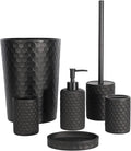 zccz Bathroom Accessory Set - 6 Pcs Black Bathroom Accessories Set with Trash Can, Toothbrush Holder, Toothbrush Cup, Soap Dispenser, Soap Dish, Toilet Brush with Holder - Accessoire Salle de Bain