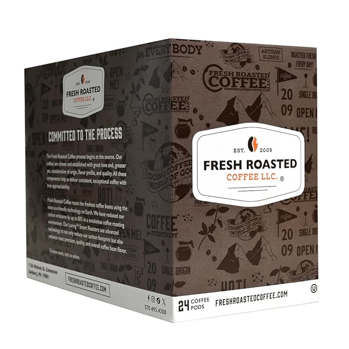 Fresh Roasted Coffee, Tanzanian Peaberry, Light Roast, 24 Pods for K Cup Brewers