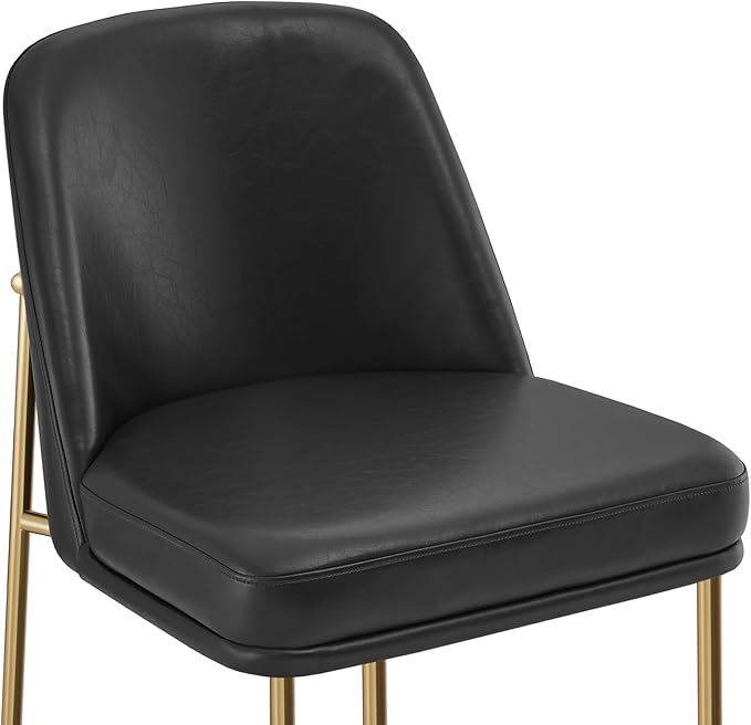 CHITA Counter Height Bar Stools Set of 2, FSC Certified Metal Barstools for Kitchen Island, 27" H Seat Height, Faux Leather, Black