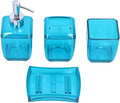 Bathroom Accessory Set, 4PCS Blue Bathroom Accessories Set Include Soap Dispenser, Toothbrush Holder, Soap Dish, Mousewash Cup for Decor