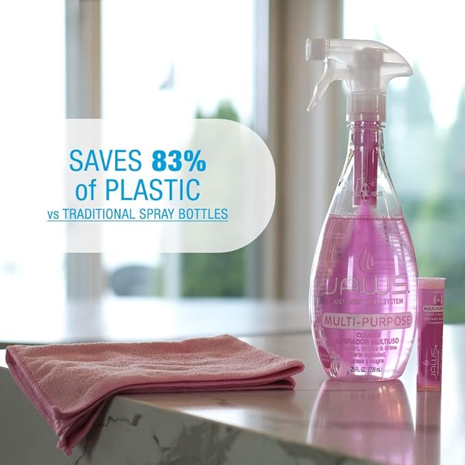 JAWS Multi-Purpose Cleaner Kit - 25 oz Refillable Bottle, 2 Lavender Scented Refills, Ideal for Bathrooms, Kitchens, Floors, and More