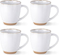 AmorArc 12oz Ceramic Coffee Mugs set of 4, Stylish Coffee Mugs with Rustic Terracotta Underside for Latte/Cappuccino/Milk/Cocoa, Dishwasher&Microwave Safe, White
