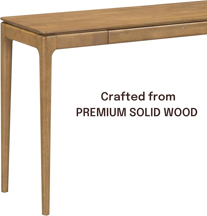 NTC Mingle 47-Inch Console Table, Modern Solid Wood Entryway Table with Hidden Drawer, Waterproof & Heat Resistant, Narrow Table for Hallway, Living Room & Foyer, Teak Look