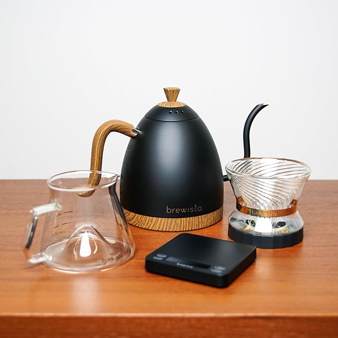 Brewista Artisan Electric Gooseneck Kettle, Water Boiler with LCD Panel, Precise Temperature Control, Fast Boiling and Keep Warm Settings for Pour-Over Coffee & Tea, Café, 1 Liter (Matte Black)