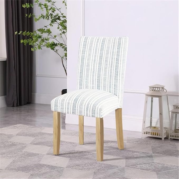 HomePop Classic Parsons Dining Chair -Blue Farmhouse Stripe (Set of 2)
