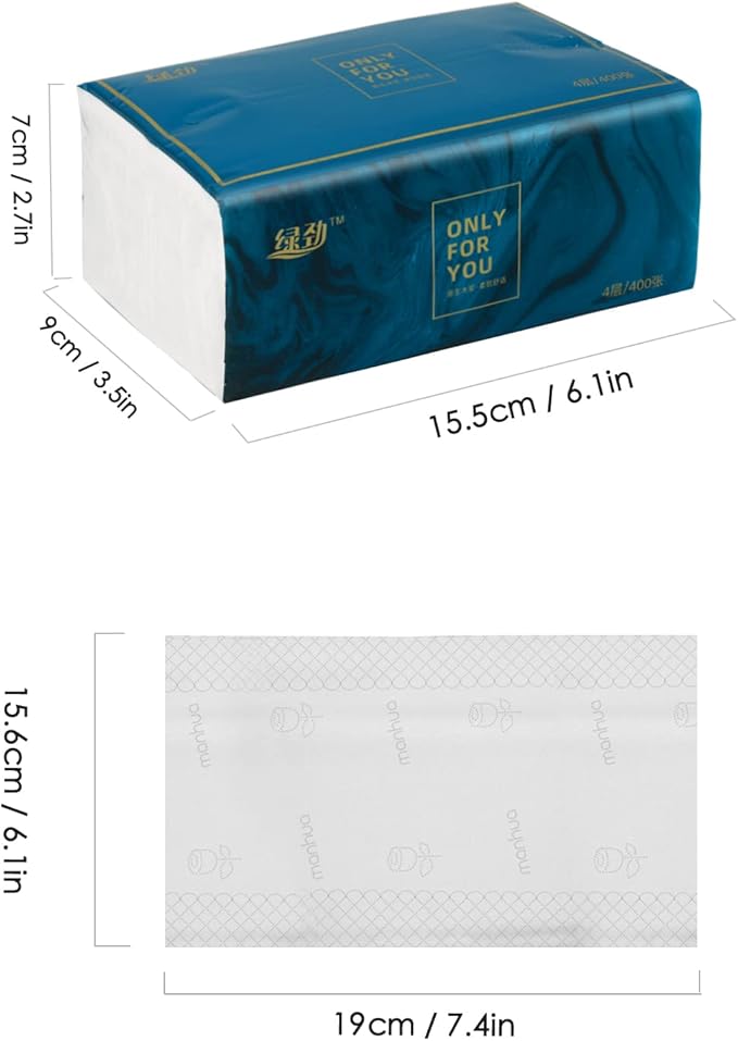 8 Packs Disposable Facial Tissue, Toilet Paper, Native Wood Pulp Fiber Material, Soft Facial Napkin, White Facial Paper Tissue, 4-Ply, 400 Sheets per Pack
