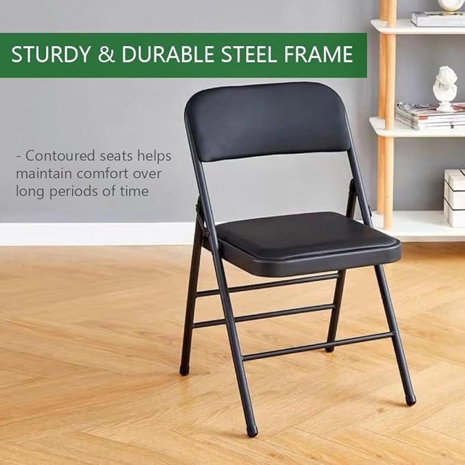 Amazing for less Pack of 4 (Fabric/Vinyl) Steel Frame Metal Foam Padded Folding Chairs (Black, Gray, White)