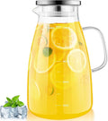 1 Gallon 128oz Glass Pitcher, Water Pitcher with Lid and Spout, Glass Carafe for Hot/Cold Drink, Water Jug for Iced Tea, Coffee, Juice, Milk, Beverage (Extra-Wide Mouth)