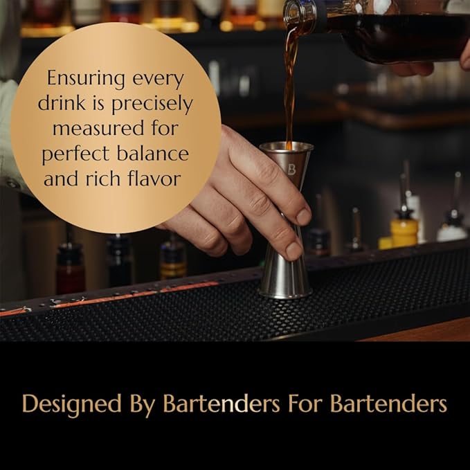 Double Japanese Jigger by Bull In China - 0.25oz to 2oz Measures for Cocktails, Bars & Bartenders (Gunmetal Black)