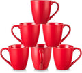 vicrays Coffee Mug Set, 12 Ounce, Ceramic Mug for Men, Women, Unique Glazed Mugs with Handle for Coffee, Tea, Milk, Cocoa, Cereal - Set of 6 Red