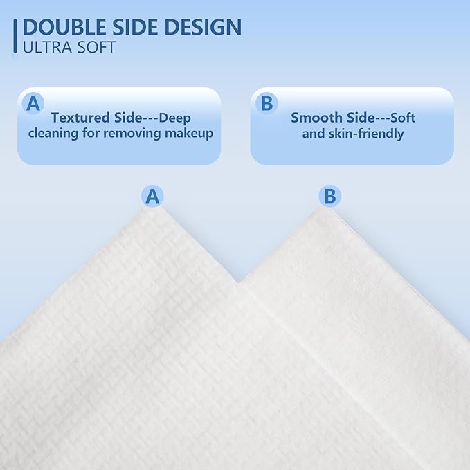 Disposable Face Towels, 12"×12" Extra Large Face Towelettes, Ultra Soft Facial Towels for Sensitive Skin, Makeup Remover Dry Wipes, 165 Count (3 Packs of 55)