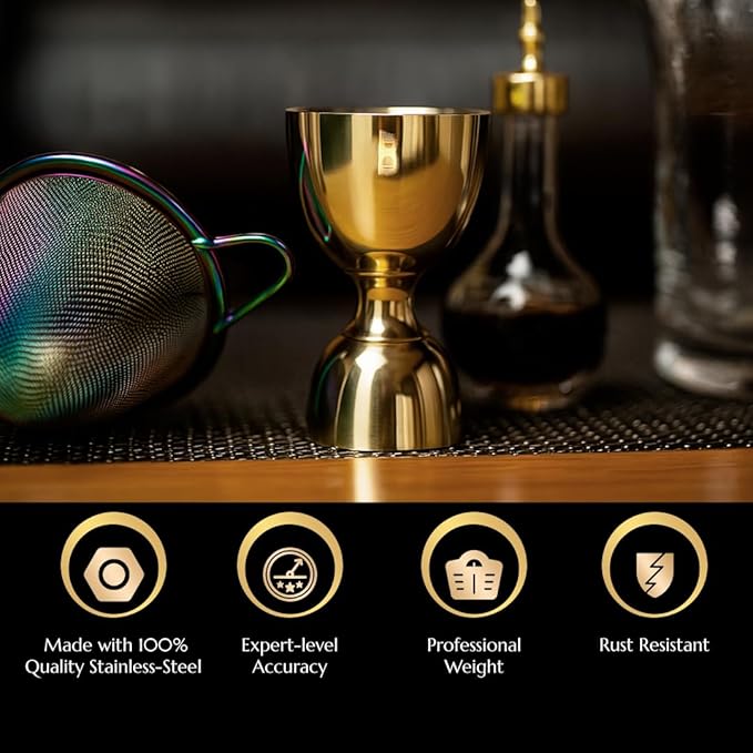 Double Bell Jigger by Bull In China - 0.25oz to 2oz Measures for Cocktails, Bars & Bartenders (Matte White)