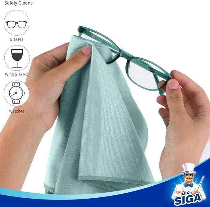 MR.SIGA Ultra Fine Microfiber Cloths for Glass, Pack of 12, 35 x 40cm 13.7" x 15.7"