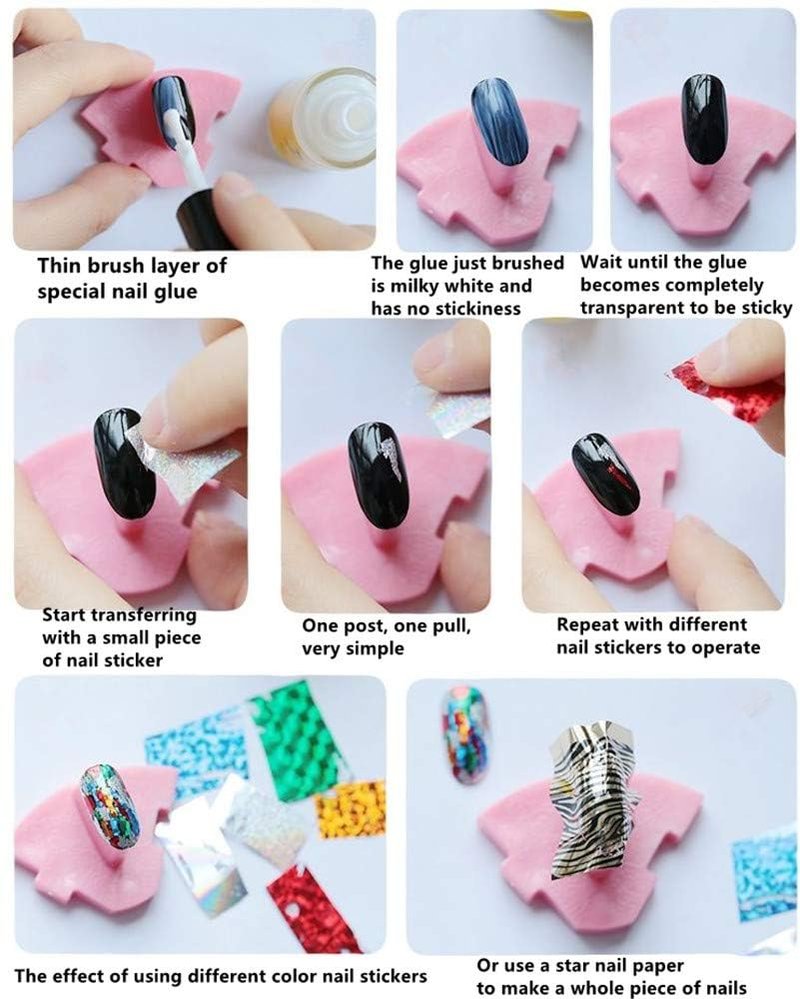 XICHEN Starry Sky Stars Nail Art Stickers Tips Wraps Foil Transfer Adhesive Glitters Acrylic DIY Decoration (24PCS 24 Colors)(4cm*100cm)