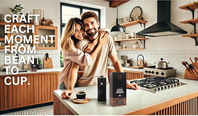 Premium Manual Coffee Grinder with Titanium-Plated Stainless Steel Burr Grinder for coffee beans, espresso, french press and moka pots by GRINDCRAFT; Large 40g capacity