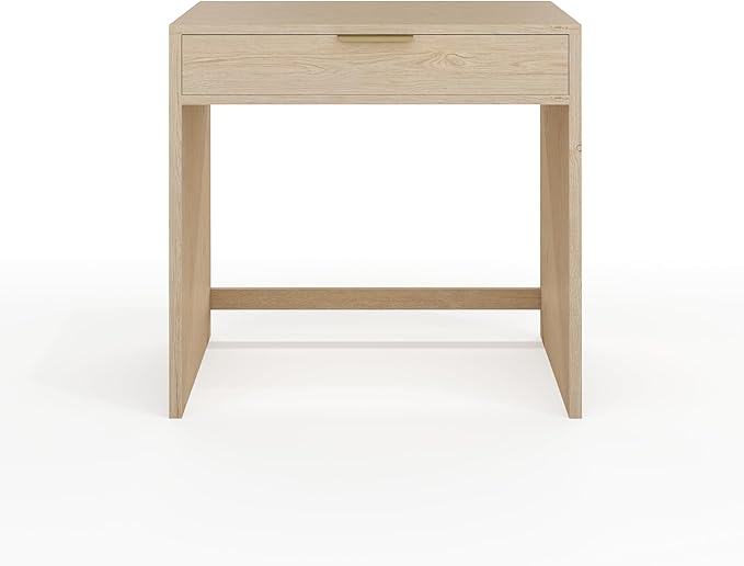 Martha Stewart Kayden Home Office Modular Desk with Drawer in Light Natural with Brushed Gold Hardware