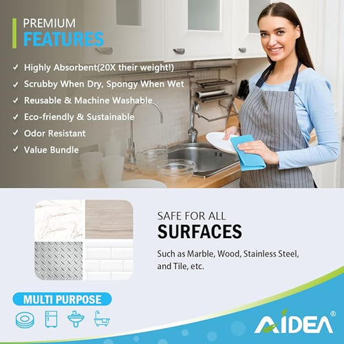 AIDEA Swedish Dishcloths for Kitchen-10PK, Absorbent Sponge Dish Cloth, Dishcloths for Washing Dishes, Reusable Paper Towels Dish Cloths, Swedish Towels for Home, Kitchen, Glass, 7" x 6"