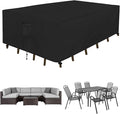 Easy-Going Rectangle Patio Furniture Cover Waterproof Outdoor Dining Table and Chair Cover Anti-UV Outside Sectional Sofa Set Covers (111"L x 74"W x 28"H, Black)