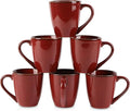 vicrays Coffee Mug Set, 12 Ounce, Set of 6, Ceramic Mug for Men, Women, Unique Glazed Mugs with Handle for Coffee, Tea, Milk, Cocoa, Cereal(Cherry Red)